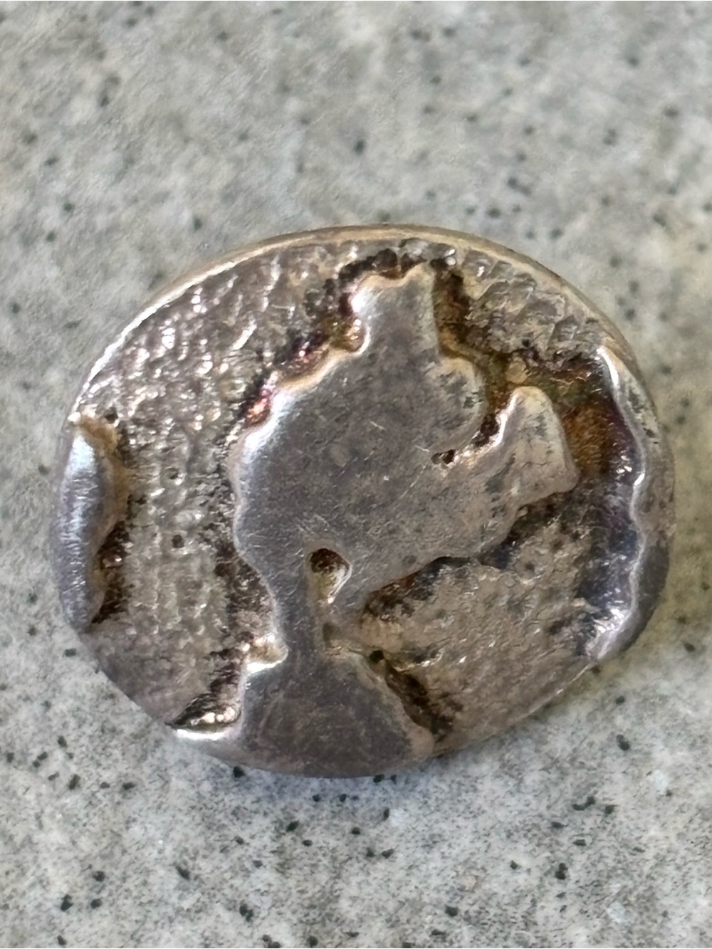 Vintage Sterling Silver Textured Disc Tie Tack / Pin 1960’s
